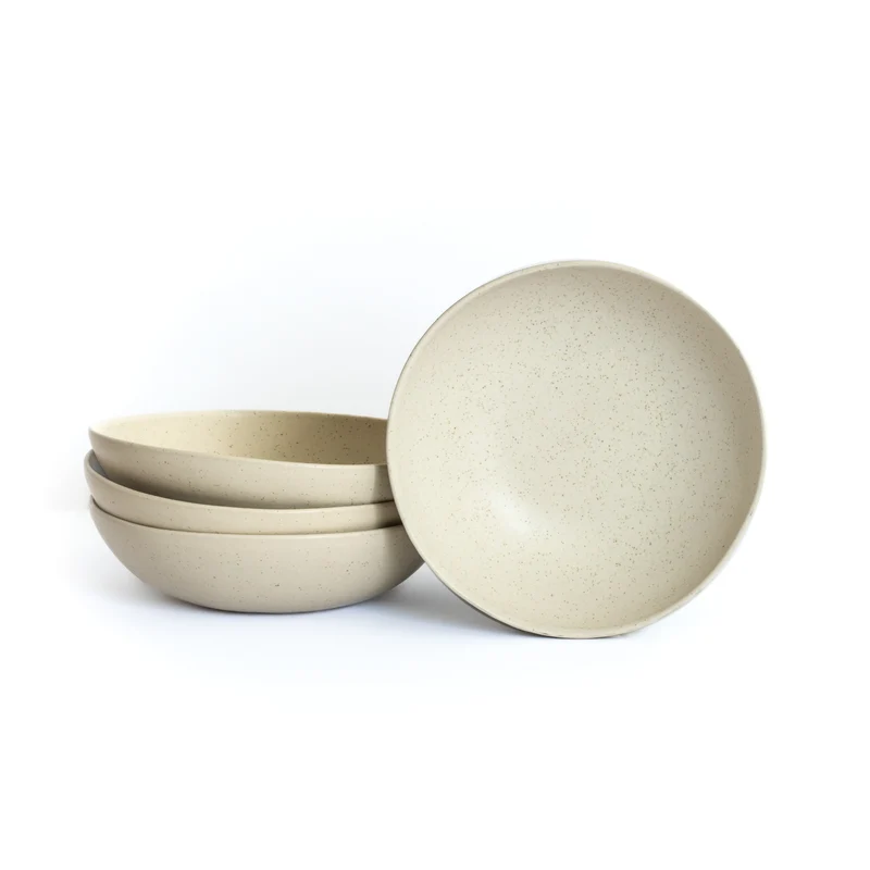 Large round pasta plate Speckled Beige