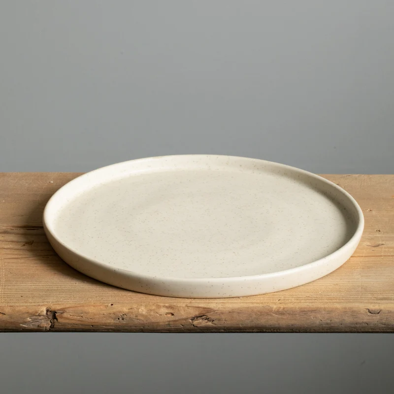 Large plate (straight edge) Speckled Beige