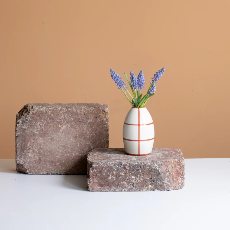 Egg" vase Striped Dark Cherry