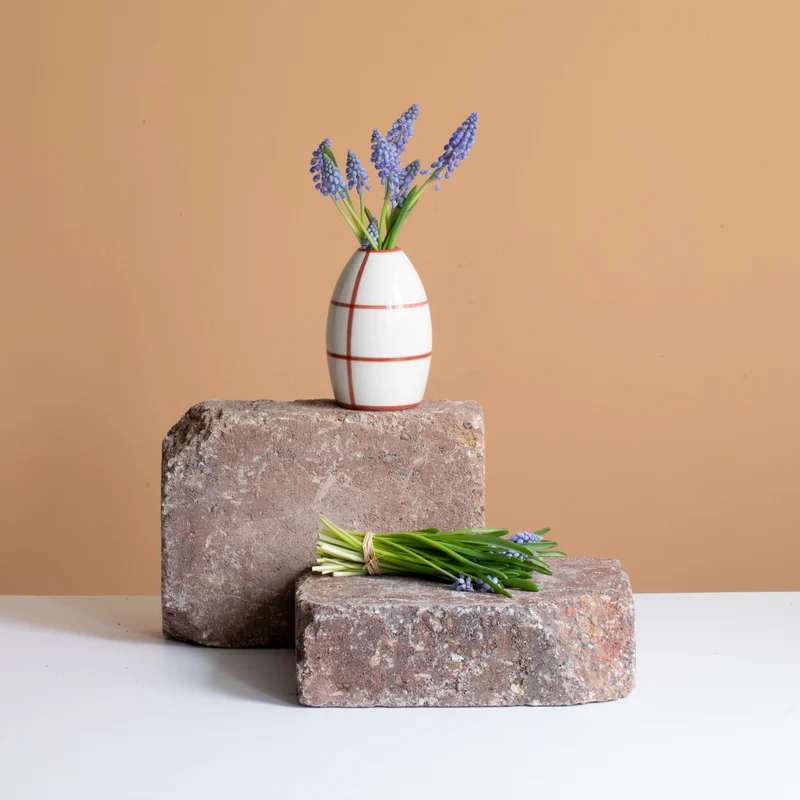 Egg" vase Striped Dark Cherry