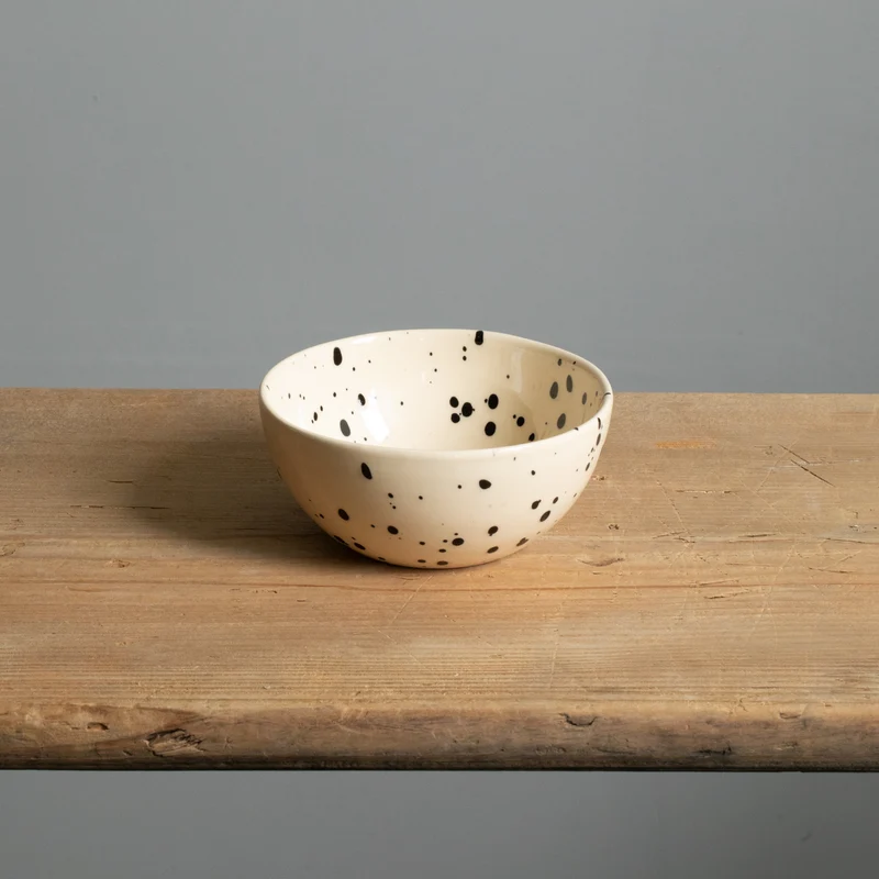 Large Snack Bowl Black Dots