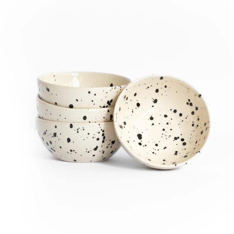 Large Snack Bowl Black Dots