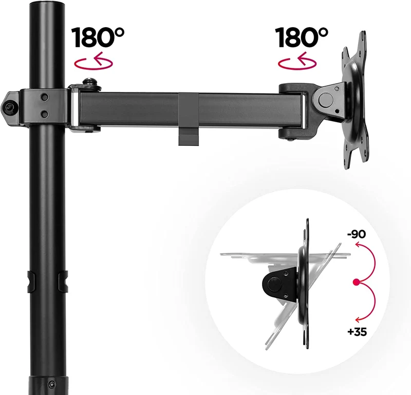 Duronic DMT151X2 BK Supporto da scrivania per monitor 13-32 | Per schermi fino a 8kg | Altezza regolabile | Staffa da 100 cm | Inclinazione -15°/+15°, rotazione 180°, rotazione 360°| VESA 75/100