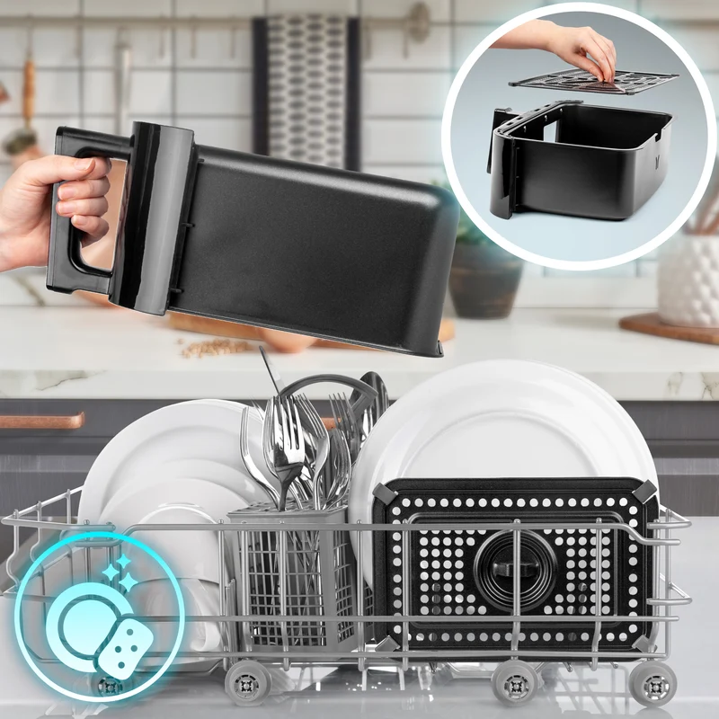 Duronic AFD1 Cassetto grand per friggitrice ad aria Duronic AF24 | Vassoio di cottura 10L | Contenitore per friggitrice ad aria a doppia zona | Cucina sana per tutta la famiglia | Opzione Sync Cook