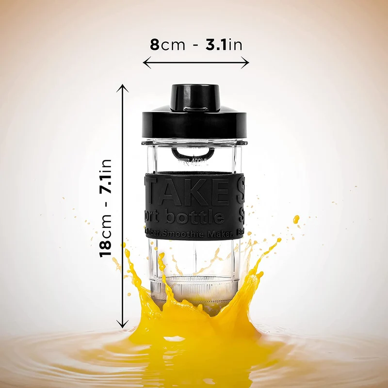 Duronic BB4 Borraccia 400 ml | Bottiglia per frullatore senza BPA | Compatibile con mixer Duronic BL510 e BL520 | Ideale per smoothie, campeggio, palestra, escursioni