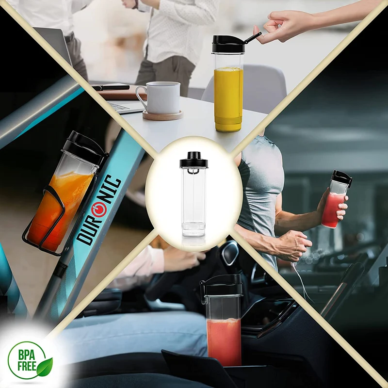 Duronic BL510 Mini frullatore elettrico 500W, Frullatore portatile con borraccia da 570ml senza BPA, Blender compatto portatil. Frullatore per smoothie, cocktail, cibo per bebe, frullati