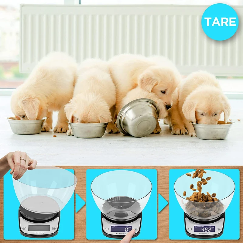 Duronic KS5000 BK/CR Bilancia da cucina digitale | Portata da 1g a 5kg | Ciotola 1,7L | Grande display retroilluminato | Funzione Tara | Bilancia ad alta precisione nera | Per cucina e pasticceria