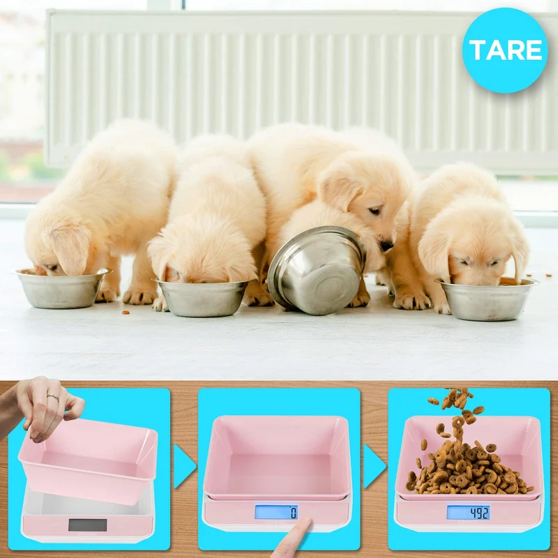 Duronic KS100 PK Bilancia da cucina - Bilancia ad alta precisione con display digitale retroilluminato - Portata 1g / 5 kg - Bilancia con ciotola integrata rosa da 1,2L - Funzione Tara