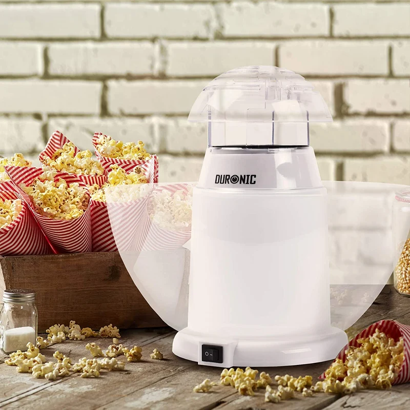 Duronic POP50 WE Macchina per Popcorn ad aria calda bianca  Capacità di 50 g con ciotola rimovibile  Senza grassi o oli  Pop-corn senza olio  Basso contenuto calorico