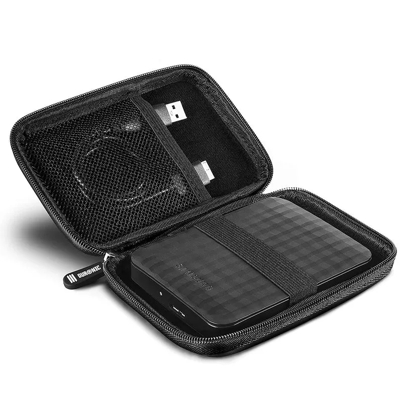 Duronic HDC2 BK Custodia per Hard Disk esterno, Compatibile con tutti i hard disk, Custodia portatile con scomparto per cavo renitente e leggero, Borsa protettiva antiurto, Nera