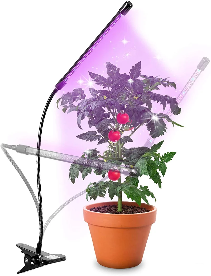 Duronic GLC12 Lampada per piante - 18 lampadine LED rosso e blu a spettro completo 20 W 3 modalità - Lampada per coltivazione indoor pieghevole - 6 livelli di luminosità