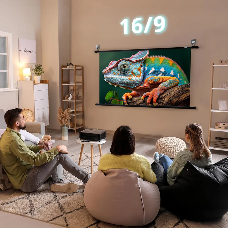 Duronic BPS60 16:9 Telo Proiettore 60 pollici, Schermo per proiettore, Telo da proiezione interno esterno, Home theater cinema Full HD 3D 4K, Schermo di proiezione anti pieghe per casa ufficio scuola