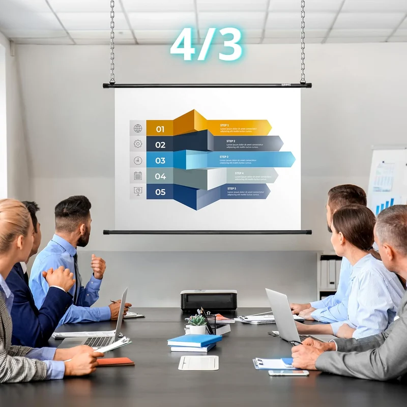 Duronic BPS40 16:9 Telo Proiettore 40 pollici, Schermo per proiettore, Telo da proiezione interno esterno, Home theater cinema Full HD 3D 4K, Schermo di proiezione anti pieghe per casa ufficio scuola