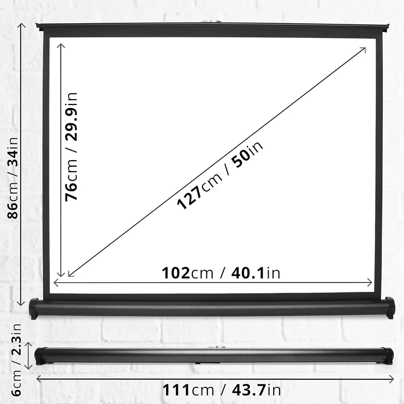 Duronic DPS50 /43 Schermo di proiezione 50 formato 4:3/102 X 76cm Telo da scrivania telo proiettore da tavolo telo da proiezione per interni/esterni Full HD 3D 4K - Home cinema home theater ufficio