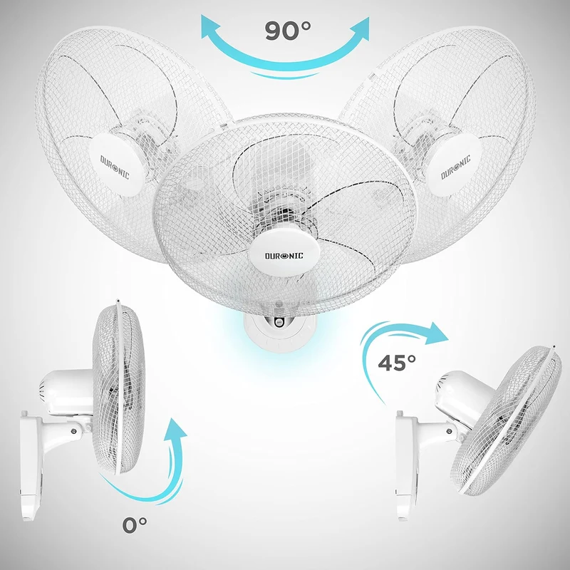 Duronic FN55 WE Ventilatore da Parete Silenzioso con Telecomando, Ventilatore Oscillante a Muro 3 Velocità, Timer, Montaggio Facile, Ventola Potente e Salvaspazio per Casa o Ufficio, Nero
