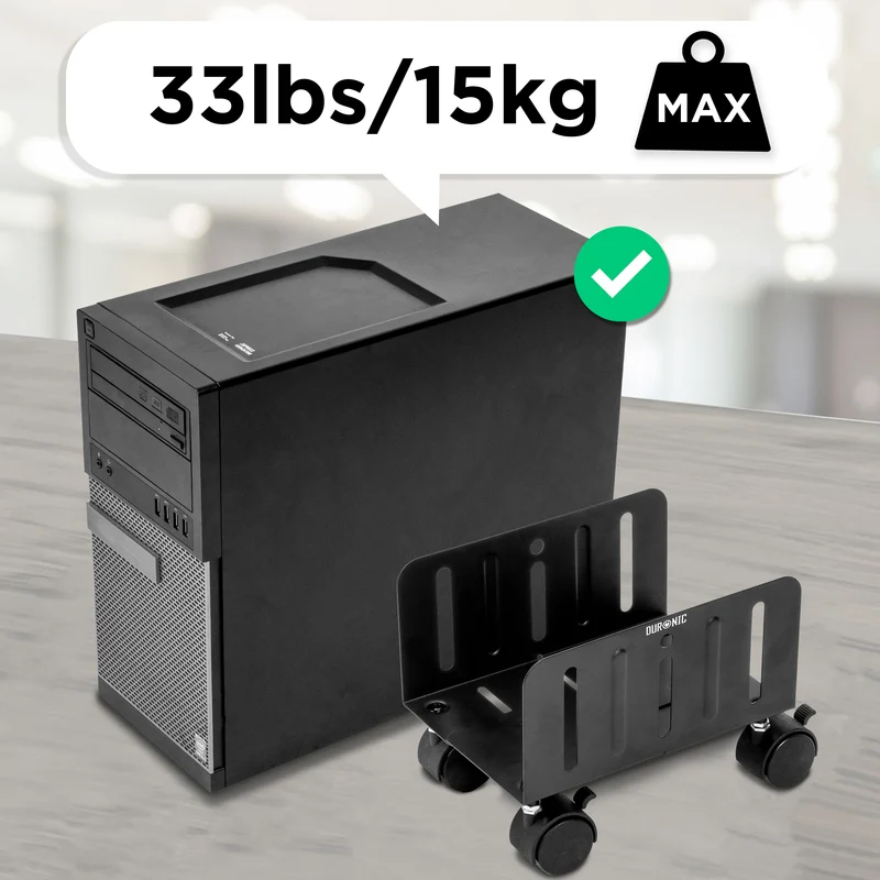 Duronic DMHD2 carrello per computer | Supporto per CPU con 4 rotelle | Regolabile | Compatibilità universale | Sostegno per torre sotto la scrivania | Rotelle bloccabili
