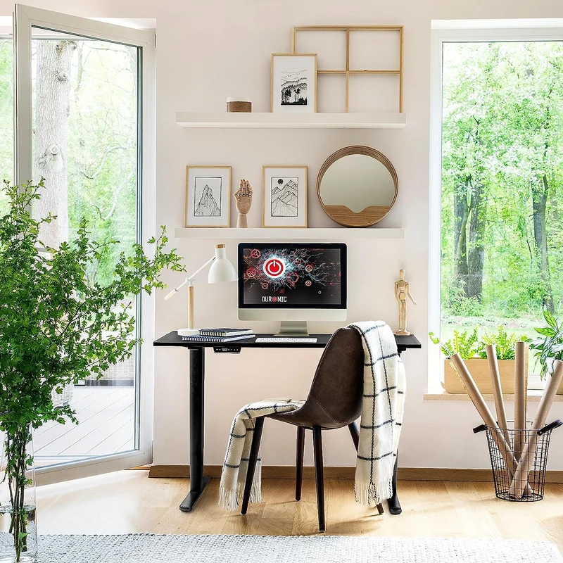 Duronic TT120 BK Piano scrivania | Ripiano scrivania 120x60x1,9cm | Compatibile con telai da scrivania Duronic | Piano di lavoro per ufficio ergonomico | Nero
