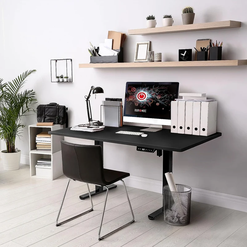Duronic TT120 BK Piano scrivania | Ripiano scrivania 120x60x1,9cm | Compatibile con telai da scrivania Duronic | Piano di lavoro per ufficio ergonomico | Nero