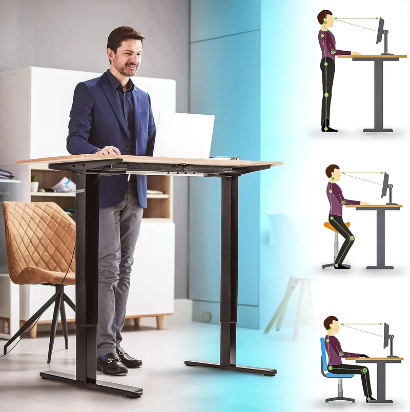 Duronic TM61 BK Telaio scrivania elettrico | Scrivania regolabile in altezza 72-120cm | Memoria per impostare altezza ideale | Capacità peso max 80kg | Motore doppio potente | Nero