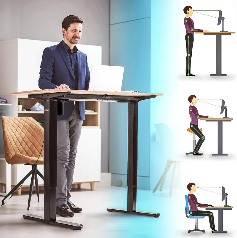 Duronic TM51 BK Telaio scrivania elettrico | Scrivania regolabile in altezza 72-118cm | Memoria per impostare altezza ideale | Capacità peso max 70kg | Motore singolo potente | Nero
