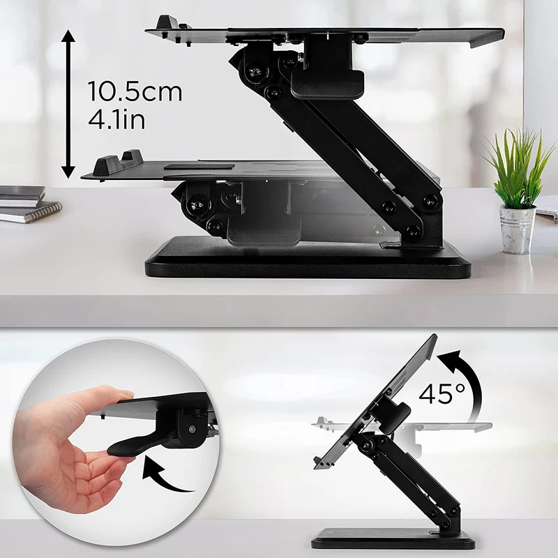 Duronic DML125 Supporto per PC portatile | Altezza regolabile e inclinabile | Supporto per tablet | Piedistallo per portatile fino a 13" | Angolo regolabile | Supporta fino 5 kg