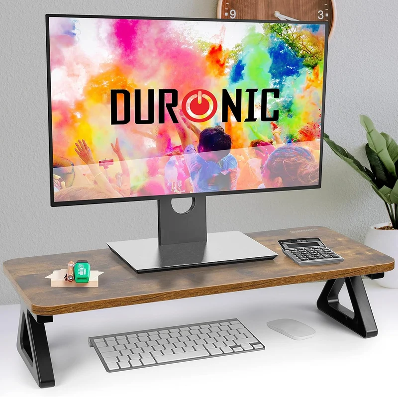 Duronic DM06-1 AO Supporto monitor scrivania dimensioni 62 x 30 cm quercia antica - Supporto da tavolo altezza 15 cm per monitor e Laptop - Capacità 10kg - Mensola ergonomica