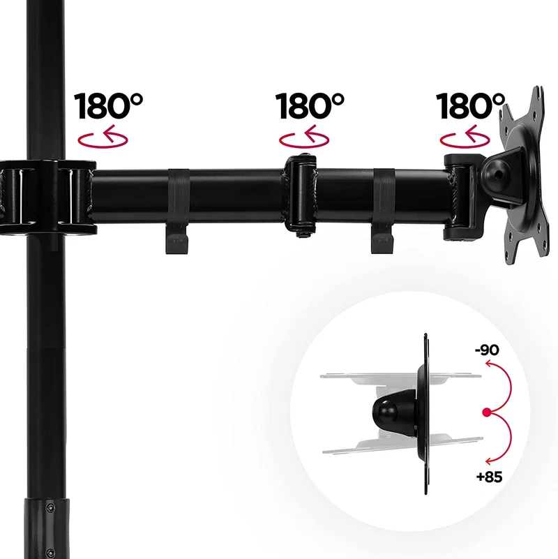 Duronic DMT254 BK Supporto da scrivania per monitor 13"-32" | Per 4 schermi fino a 8kg | Altezza regolabile | Staffa da 100 cm | Inclinazione +90°/-35°, rotazione 180°, rotazione 360°| VESA 75/100