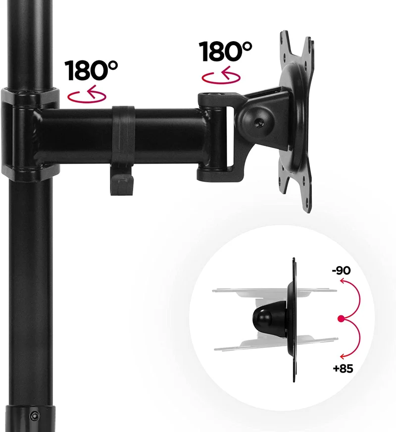 Duronic DMT251X2 BK Supporto da scrivania per monitor 13"-32" | Per 2 schermi fino a 8kg | Altezza regolabile | Staffa da 100 cm | Inclinazione +90°/-35°, rotazione 180°, rotazione 360°| VESA 75/100