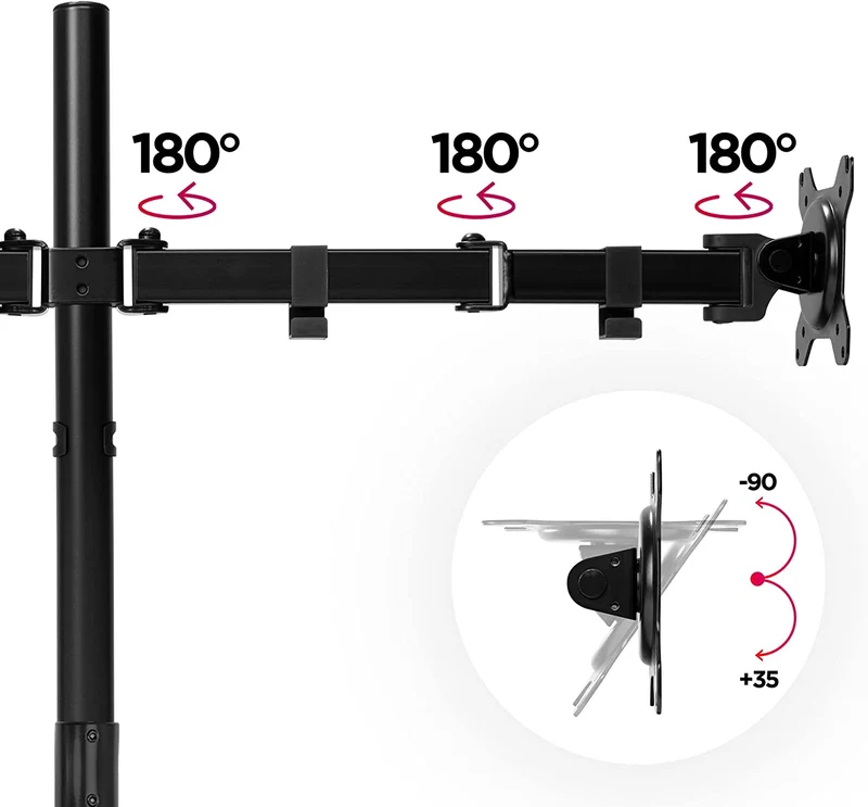 Duronic DMT154 BK Supporto da scrivania per monitor 13"-27" | Per 4 schermi fino a 8kg | Altezza regolabile | Staffa da 100 cm | Inclinazione +90°/-35°, rotazione 180°, rotazione 360°| VESA 75/100