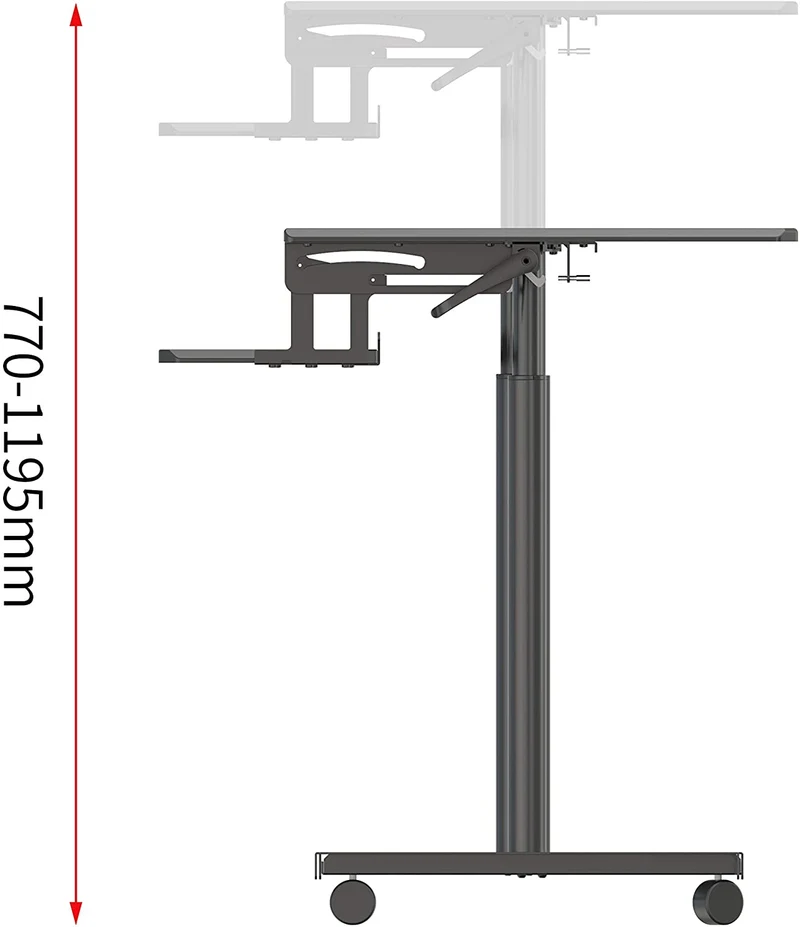 Duronic DM03ST1 BK Postazione di Lavoro  Postazione di Lavoro Portatile - Per Monitor e Notebook con Supporto per Tastiera  Altezza Regolabile 77 - 119.5 cm  Compatibile con Supporti monito Duronic