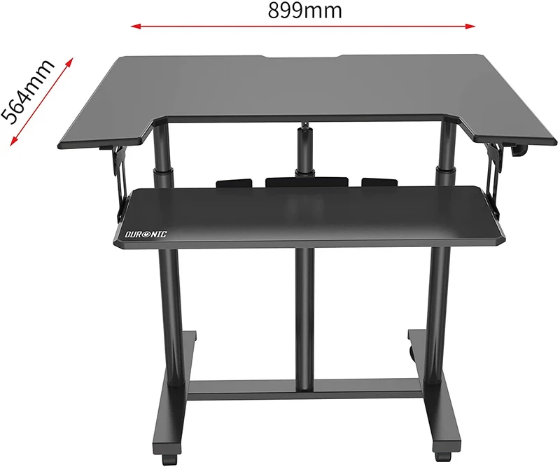 Duronic DM03ST1 BK Postazione di Lavoro  Postazione di Lavoro Portatile - Per Monitor e Notebook con Supporto per Tastiera  Altezza Regolabile 77 - 119.5 cm  Compatibile con Supporti monito Duronic