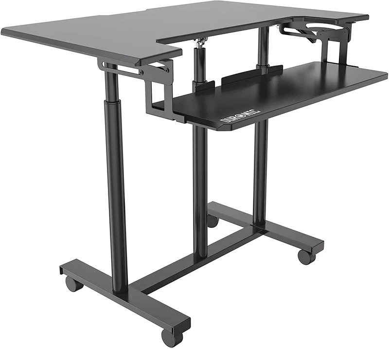 Duronic DM03ST1 BK Postazione di Lavoro  Postazione di Lavoro Portatile - Per Monitor e Notebook con Supporto per Tastiera  Altezza Regolabile 77 - 119.5 cm  Compatibile con Supporti monito Duronic
