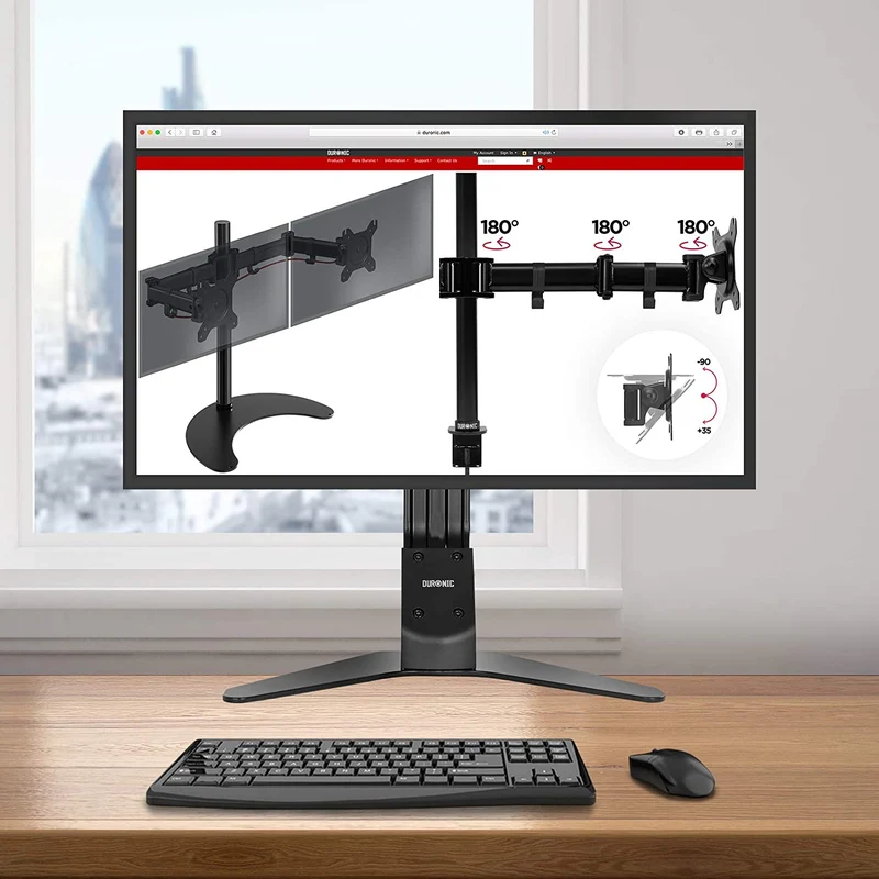 Duronic DM12D1 Supporto da scrivania per 1 monitor 17  27 staffa supporto monitor / schermo da tavolo VESA MAX 100 x 100mm struttura in acciaio base in metallo battuto portata 8kg