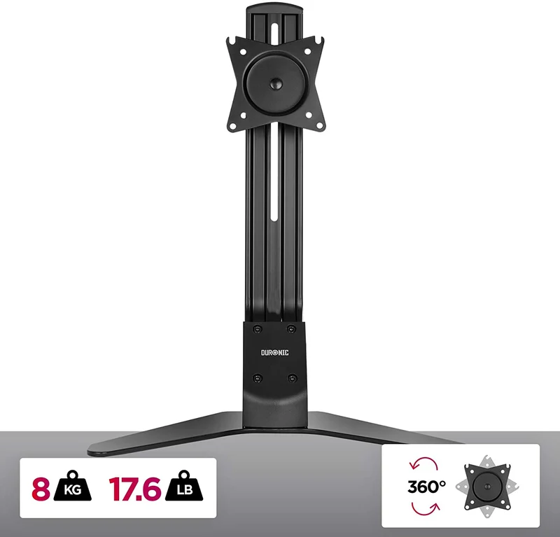 Duronic DM12D1 Supporto da scrivania per 1 monitor 17  27 staffa supporto monitor / schermo da tavolo VESA MAX 100 x 100mm struttura in acciaio base in metallo battuto portata 8kg
