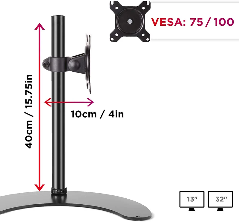 Duronic DM15D1 Supporto monitor singolo | Supporto Monitor da tavolo | Schermo LCD LED da 13-32 | Altezza regolabile | Capacità 8 kg