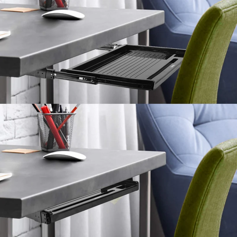 Duronic DKTSX2 Piattaforma per tastiera | Vassoio per tastiera e mouse | Supporto per tastiera | Soluzione ergonomica per scrivania e postazione da lavoro | Vassoio estraibile