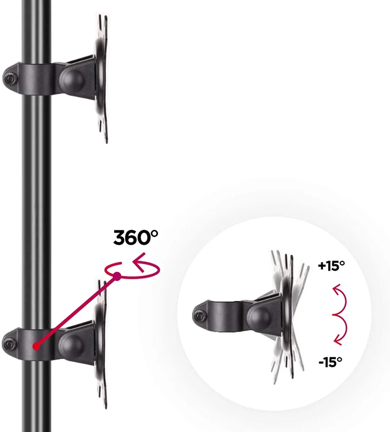 Duronic DM15D2V2 BK Doppio supporto monitor con base dappoggio | 2 schermi 13-32 | Altezza regolabile | Capacità 8 kg | VESA 75/100