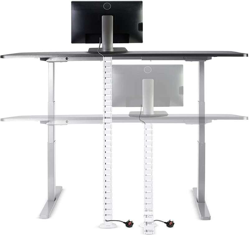 Duronic CM1DM Canalina per la gestione dei cavi - Regolabile in altezza - 4 canali per tavoli da ufficio - lunghezza 130 cm - Ideale per postazioni di lavoro