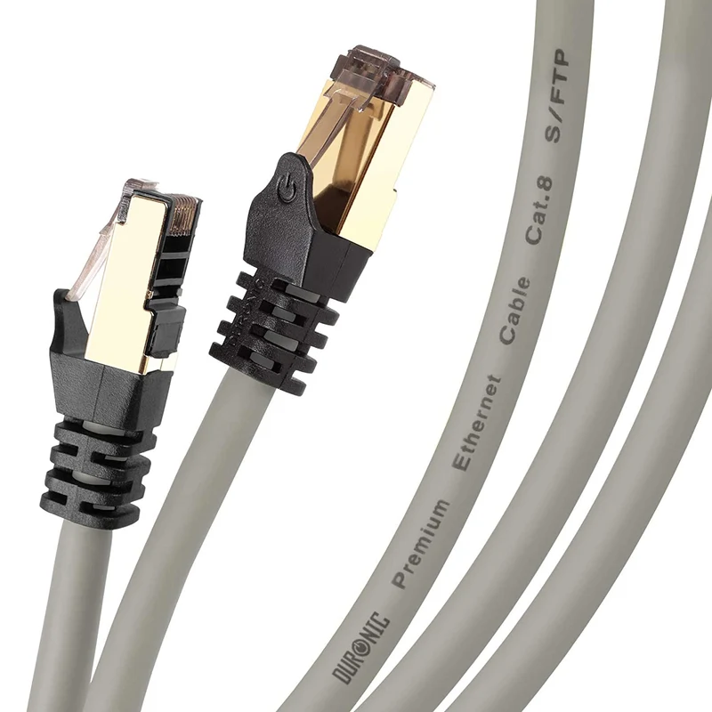 Duronic CAT8 GY 5 m | Cavo di Rete ethernet schermato S/FTP Grigio | Cavo ethernet Patch superveloce | Supporta fino a 2 GHz / 2000 MHz | Connettori RJ45 | Trasmissione dati 40 gigabit