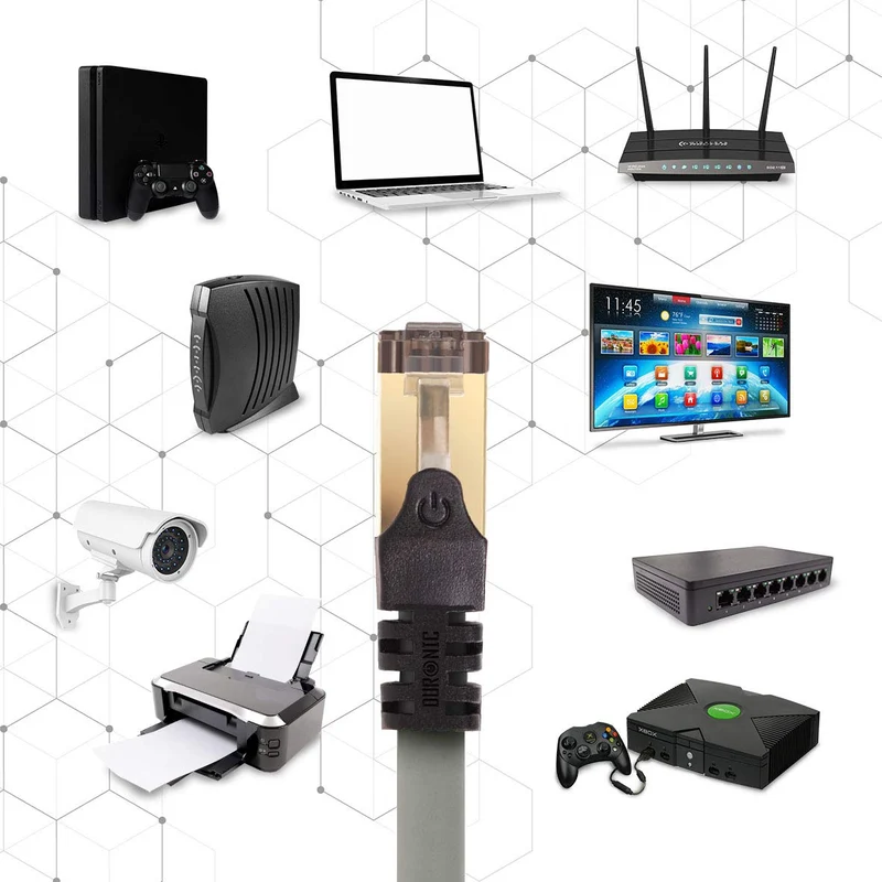 Duronic CAT8 GY 1,5 m | Cavo di Rete ethernet schermato S/FTP Grigio | Cavo ethernet Patch superveloce | Supporta fino a 2 GHz / 2000 MHz | Connettori RJ45 | Trasmissione dati 40 gigabit
