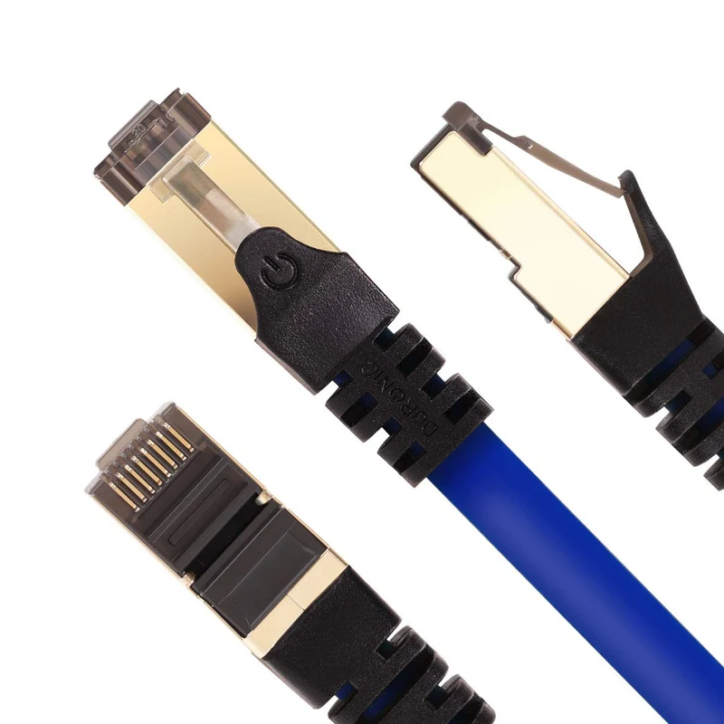 Duronic CAT8 BE 2 m | Cavo di Rete ethernet schermato S/FTP blu | Cavo ethernet Patch superveloce | Supporta fino a 2 GHz / 2000 MHz | Connettori RJ45 | Trasmissione dati 40 gigabit