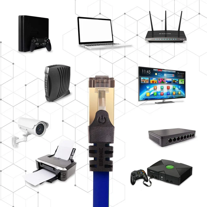 Duronic CAT8 Blu 0,5 m | Cavo di Rete ethernet schermato S/FTP | Cavo ethernet Patch superveloce | Supporta fino a 2 GHz / 2000 MHz | Connettori RJ45 | Trasmissione dati 40 gigabit