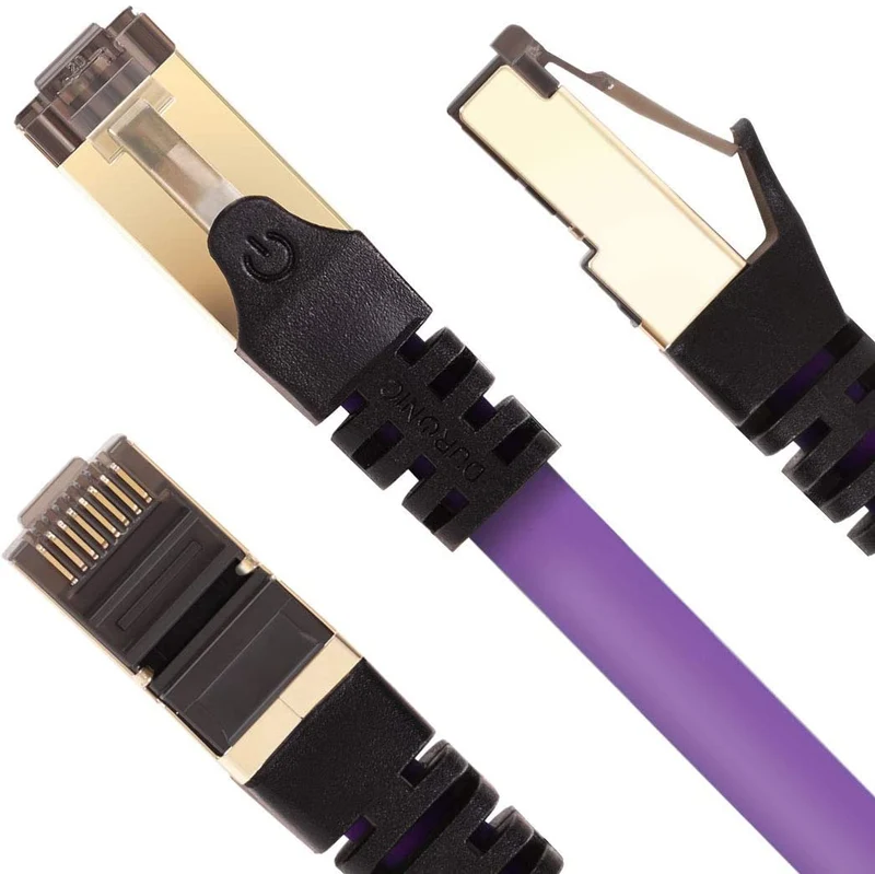Duronic CAT8 PE 2 m | Cavo di Rete ethernet schermato S/FTP Viola | Cavo ethernet Patch superveloce | Supporta fino a 2 GHz / 2000 MHz | Connettori RJ45 | Trasmissione dati 40 gigabit