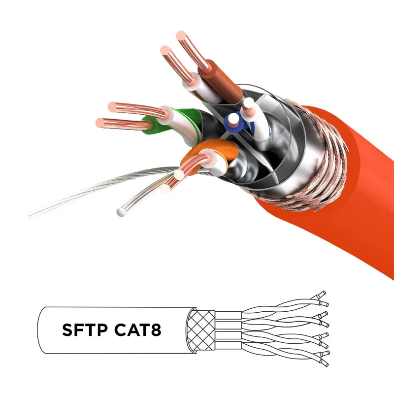 Duronic CAT8 OE 3 m | Cavo di Rete ethernet schermato S/FTP Arancione | Cavo ethernet Patch superveloce | Supporta fino a 2 GHz / 2000 MHz | Connettori RJ45 | Trasmissione dati 40 gigabit