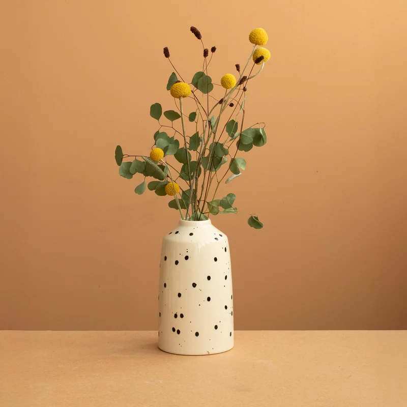 Bottle" vase Black Dots
