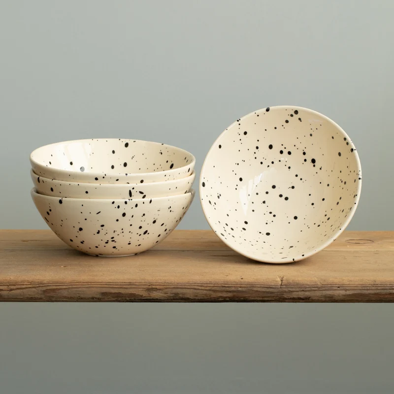Cereal Bowl Black Dots