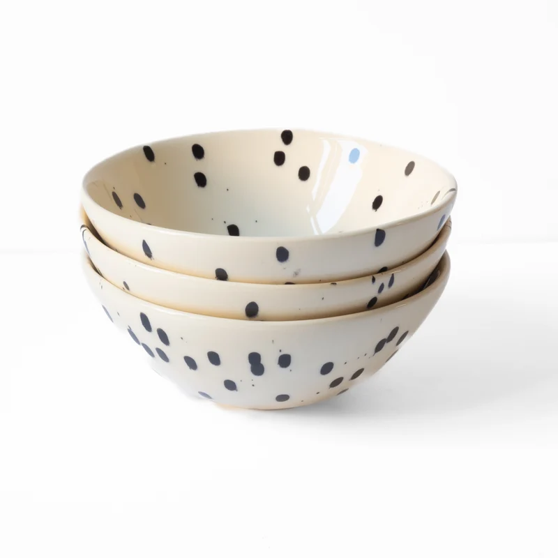 Cereal Bowl Black Dots