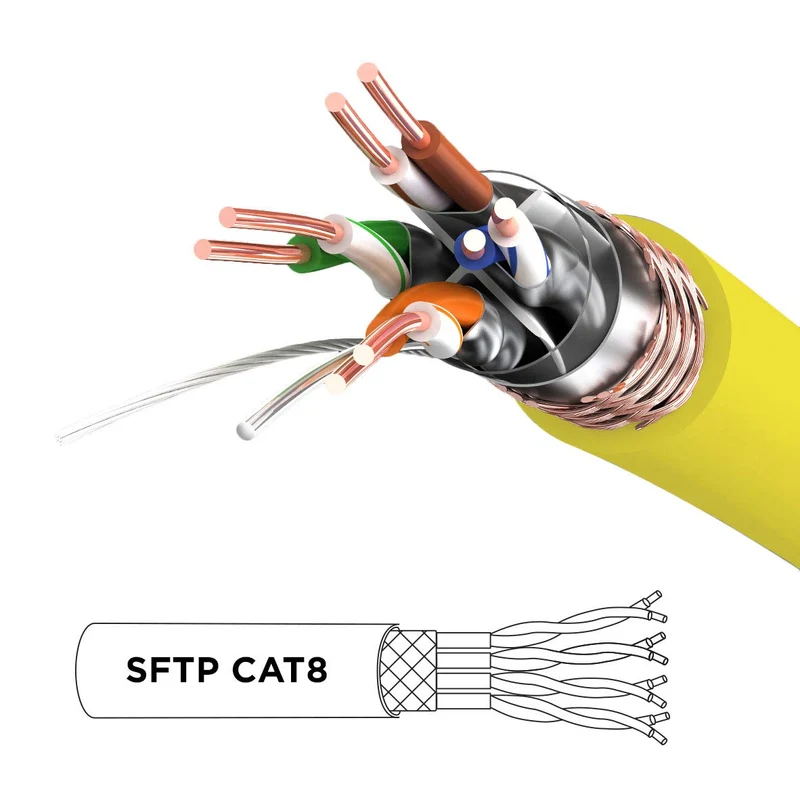 Duronic CAT8 YW 3 m | Cavo di Rete ethernet schermato S/FTP giallo | Cavo ethernet Patch superveloce | Supporta fino a 2 GHz / 2000 MHz | Connettori RJ45 | Trasmissione dati 40 gigabit
