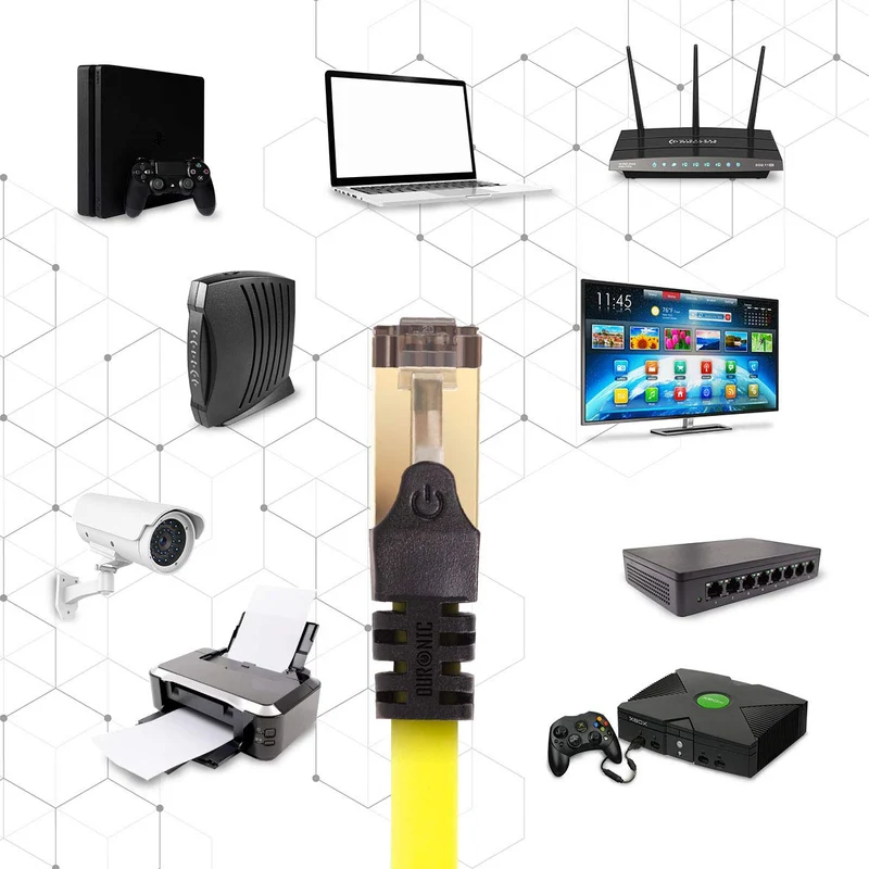 Duronic CAT8 YW 3 m | Cavo di Rete ethernet schermato S/FTP giallo | Cavo ethernet Patch superveloce | Supporta fino a 2 GHz / 2000 MHz | Connettori RJ45 | Trasmissione dati 40 gigabit