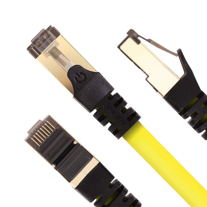Duronic CAT8 YW 3 m | Cavo di Rete ethernet schermato S/FTP giallo | Cavo ethernet Patch superveloce | Supporta fino a 2 GHz / 2000 MHz | Connettori RJ45 | Trasmissione dati 40 gigabit